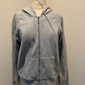 Gray Crystal Embellished Women's Hoodie